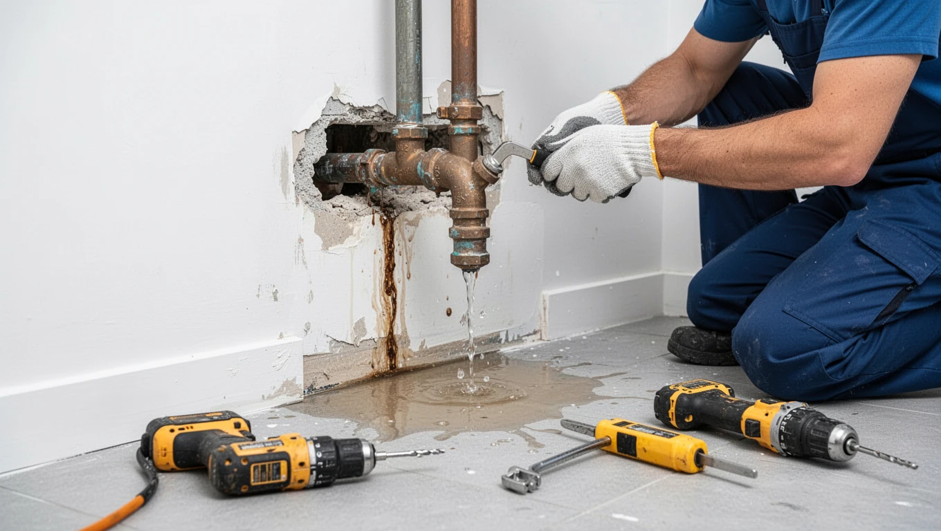 Leaking Pipe Water Damage Repair